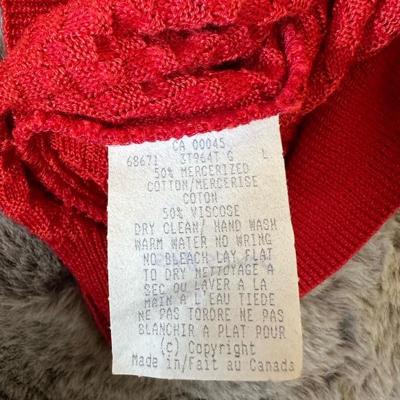 Tundra Canada Mercerized Cotton Lightweight Textured Sweater Red size Large - Picture 8 of 12